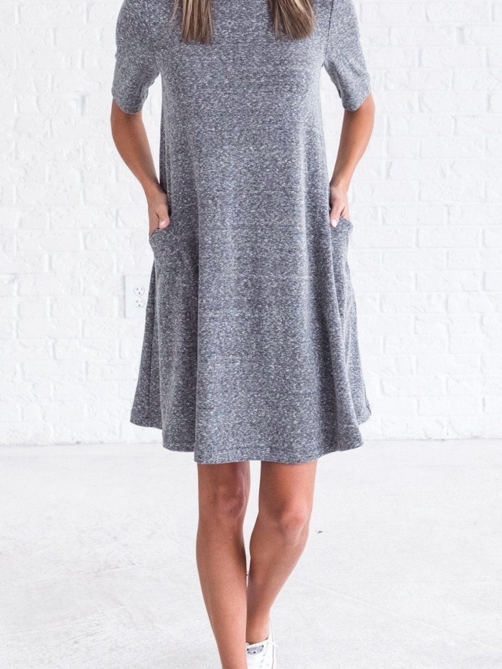 Women’s Casual Gray Pocket Swing Dress